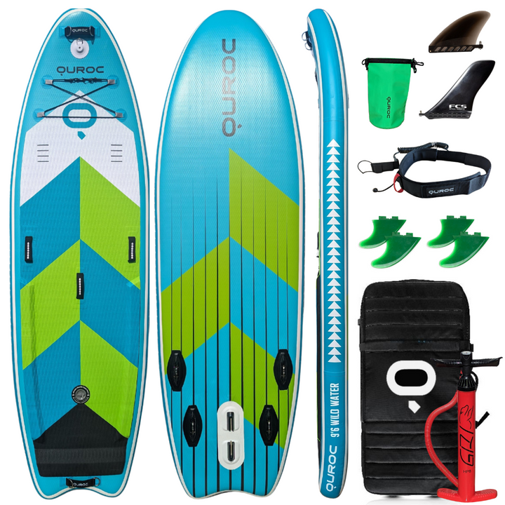Quroc Wild Water 9'6 White Water Inflatable Paddle Board Package