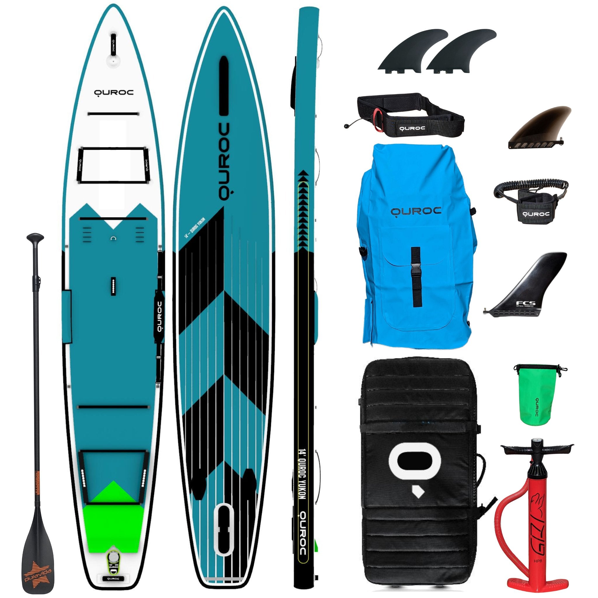 Quroc Yukon 14' Touring Inflatable Paddle Board Package Quroc Paddle